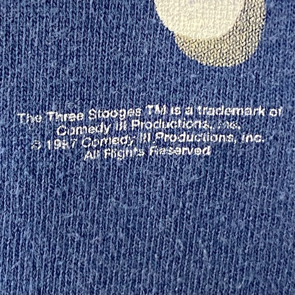 Vintage 1997 Three Stooges Curly Blue Single Stitch T Shirt Made In USA Large - Picture 3 of 9